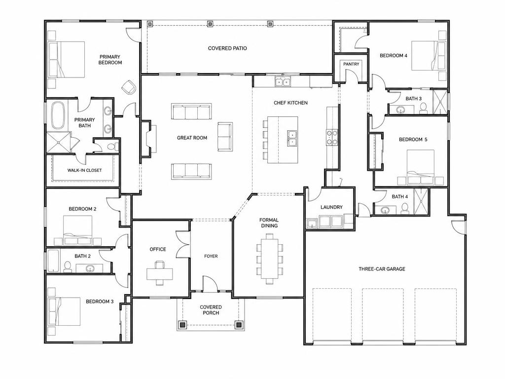 Floor plan for Silver Chicago Hideaway — 5 bedrooms, 4 baths