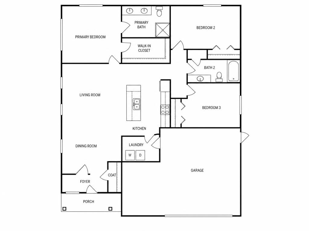 Floor plan for Aspen Aspen Home — 3 bedrooms, 2 baths