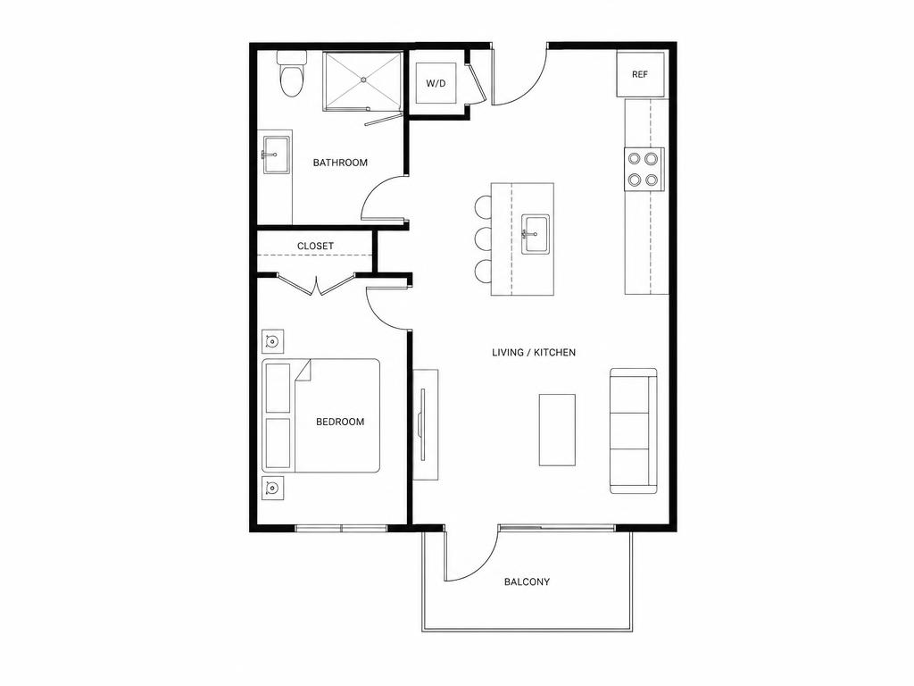 Floor plan for Maple Los Angeles Estate — 2 bedrooms, 2 baths